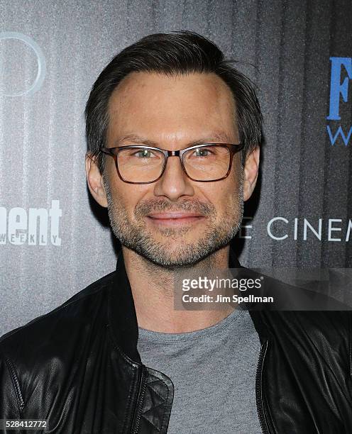 Actor Christian Slater attends the screening of Marvel's "Captain America: Civil War" hosted by The Cinema Society with Audi & FIJI at Brookfield...