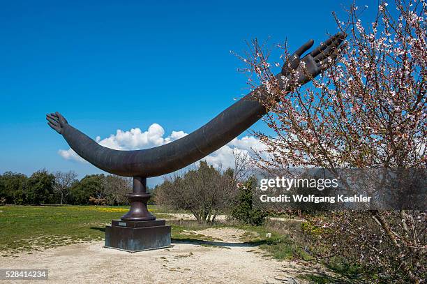 Bronze artwork at the Chateau de Lacoste above the hillside village of Lacoste in the Luberon in the Provence-Alpes-C��te d'Azur region in...