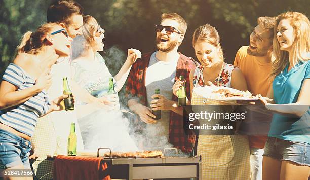 barbecue party. - summer garden party bildbanksfoton och bilder