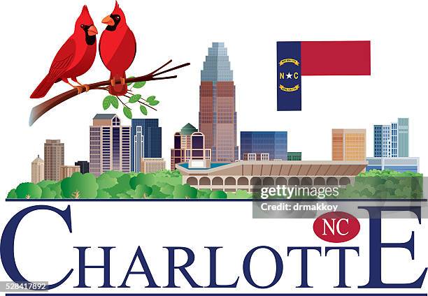 ilustraciones, imágenes clip art, dibujos animados e iconos de stock de edificios de la ciudad de charlotte - charlotte carolina del norte