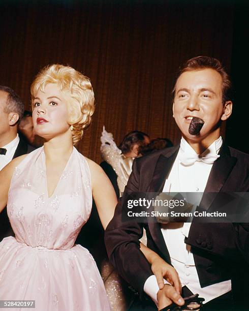 American actor and singer Bobby Darin with his wife, actress Sandra Dee at the 33rd Academy Awards, Santa Monica, California, where they presented...