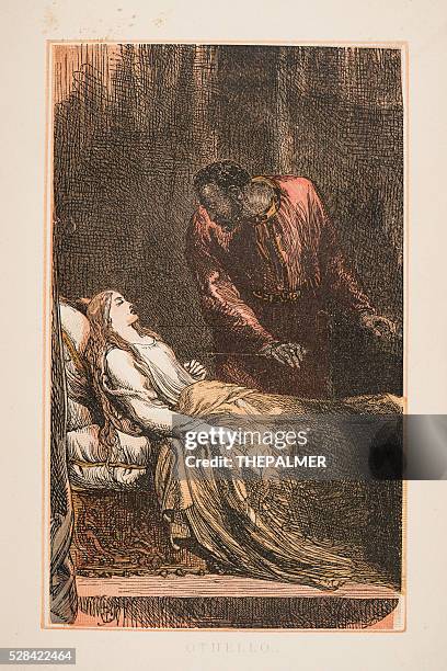 othello by shakespeare engraving 1870 - envy stock illustrations