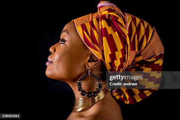 inspirational black woman portrait - scarf isolated stock pictures, royalty-free photos & images