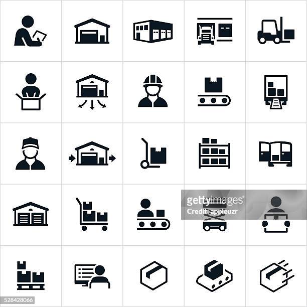 distribution warehouse icons - manufacturing equipment stock illustrations