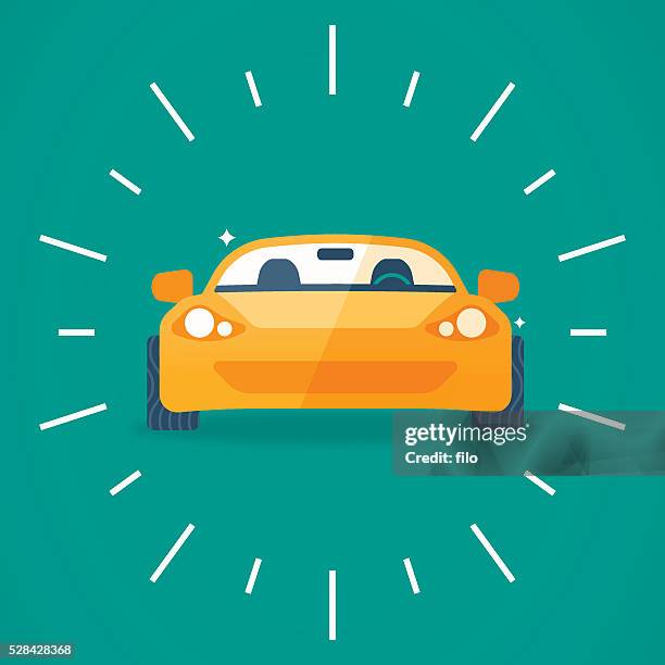 stockillustraties, clipart, cartoons en iconen met sports car front view - luxeauto