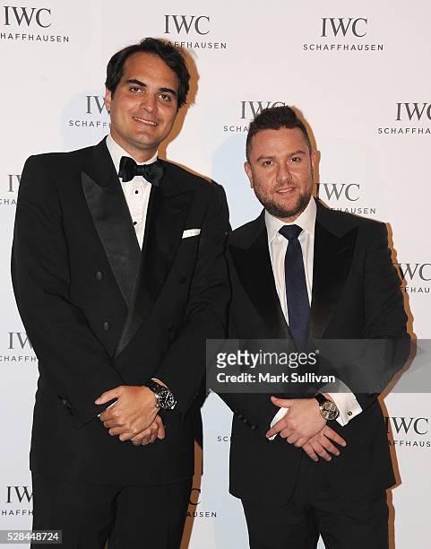 Christian Westermeyer and James Kennedy attend the lauch of IWC Schaffhausen's pilots watch launch at Sydney Theatre Company on May 5, 2016 in...
