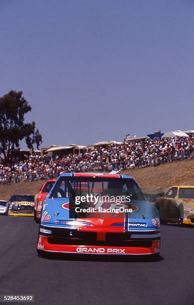 Richard Petty drives his No. 43 STP Pontiac in the Save Mart 300K road-course event at Sonoma Raceway in Sonoma, California, amid his final NASCAR...