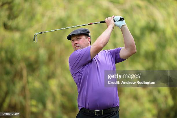 Chris Doak of Scotland hits his tee shot on the 2nd during the first round of the Trophee Hassan II at Royal Golf Dar Es Salam on May 5, 2016 in...
