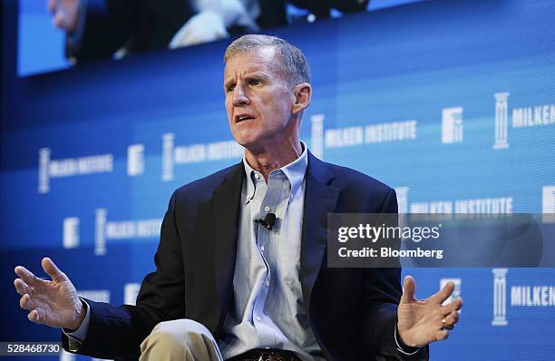 Stanley McChrystal, chairman of Siemens Government Technologies Inc., speaks during the annual Milken Institute Global Conference in Beverly Hills,...