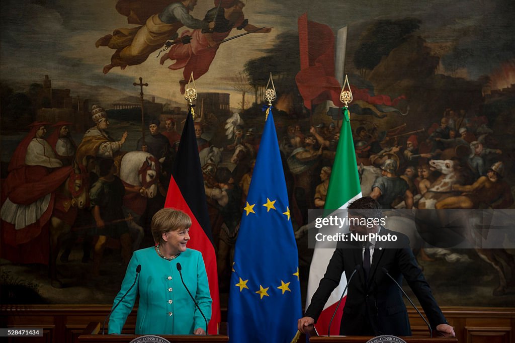 Italy's Prime Minister Matteo Renzi Holds Talks With Germany's Chancellor Angela Merkel