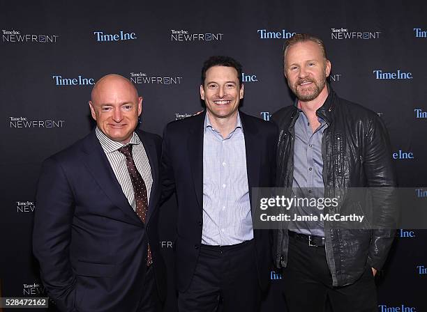 Astronaut Mark Kelly, President, Entertainment & Sports Group and Video at Time Inc. Rich Battista and Morgan Spurlock attend the Time Inc. NEWFRONT...