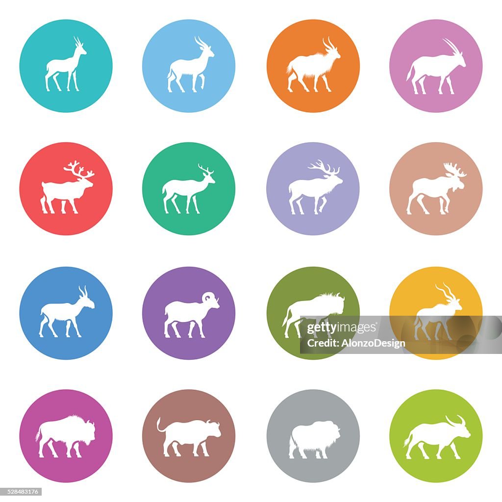 Set of Horned Animal Icons