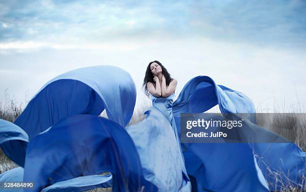 dreams - blue dress stock pictures, royalty-free photos & images