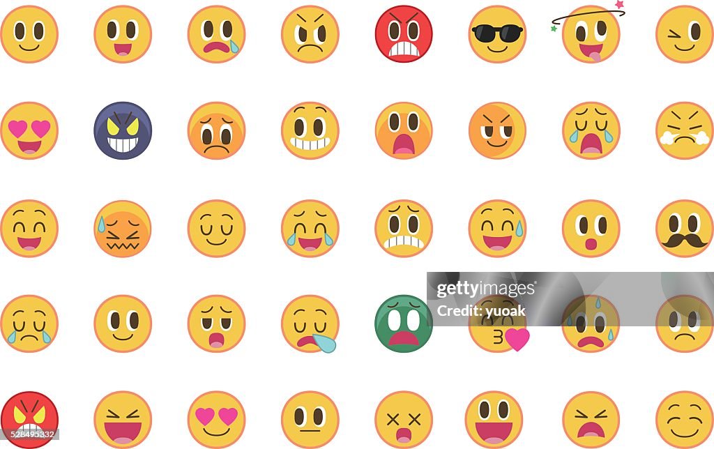 Set of cute emoticons (emoji)