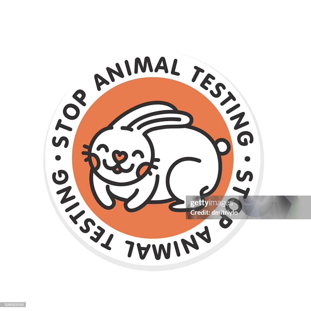 Stop Animal Testing Rabbit Isolated Vector Badge Illustration High-Res ...