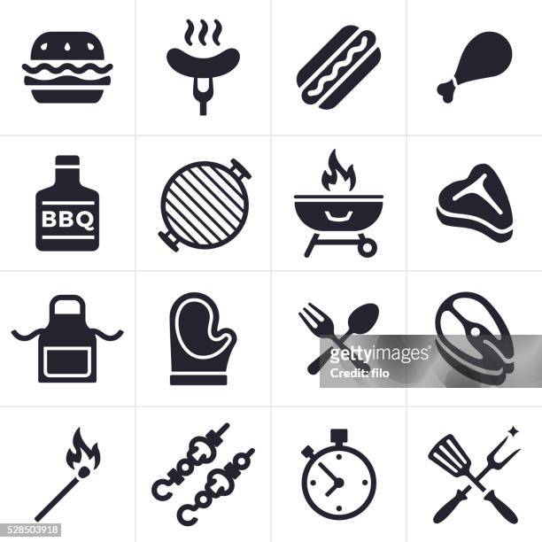 grillen symbole und symbole - t bone steak stock-grafiken, -clipart, -cartoons und -symbole