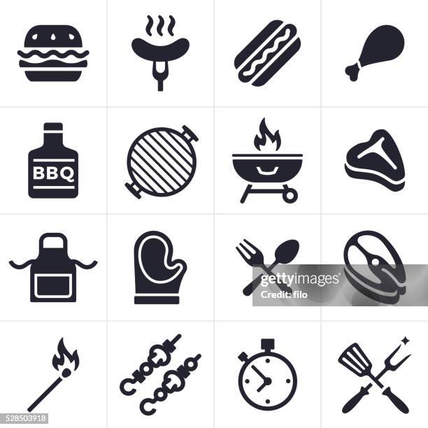 ilustrações, clipart, desenhos animados e ícones de grelhar símbolos e ícones - pinça utensílio de servir