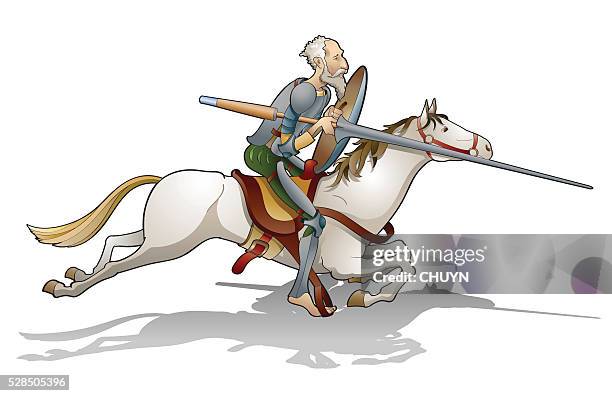 quixote - cavalier cavalry stock illustrations