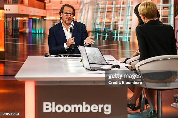 Michael Ferro, chairman of Tribune Publishing Co., speaks during a Bloomberg Television interview in New York, U.S., on Thursday, May 5, 2016. Ferro...