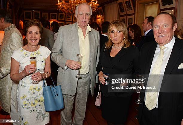 Georgina Simpson, Sir Tim Rice, Eve Pollard and Andrew Neil attend the launch of Dame Joan Collins' new book "The St. Tropez Lonely Hearts Club" at...