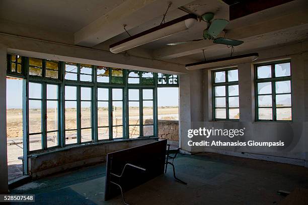 View from broken window at control tower to the runway at the abandoned Nicosia International Airport on April 28, 2016 in Nicosia, Cyprus .On 27...