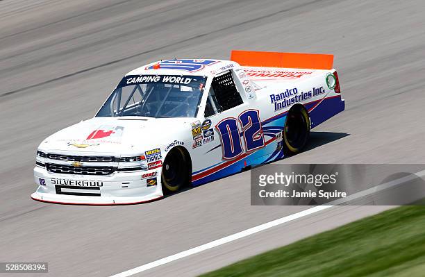 Parker Kligerman, driver of the BTS Tire/SLD Rck Crrrs/Advance Auto Parts Ford, practices for the NASCAR Camping World Truck Series 16th Annual...