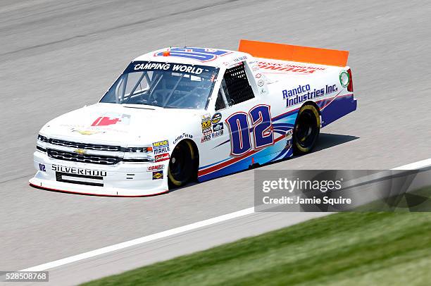 Tyler Young, driver of the Interlock Tech Solutions/Randco Chevrolet, practices for the NASCAR Camping World Truck Series 16th Annual Toyota Tundra...