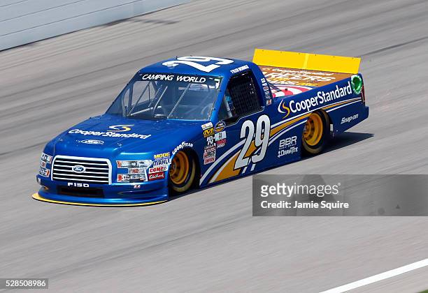 Tyler Reddick, driver of the Cooper Standard Ford, practices for the NASCAR Camping World Truck Series 16th Annual Toyota Tundra 250 on May 05, 2016...