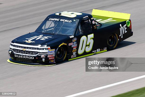 John Wes Townley, driver of the Jive Communications Chevrolet, practices for the NASCAR Camping World Truck Series 16th Annual Toyota Tundra 250 on...