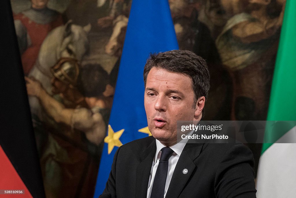 Italy's Prime Minister Matteo Renzi Holds Talks With Germany's Chancellor Angela Merkel