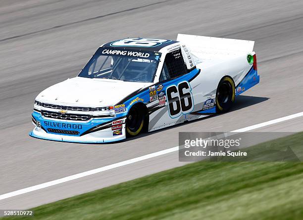 Jordan Anderson, driver of the Doody Calls/Telco Connect Chevrolet, practices for the NASCAR Camping World Truck Series 16th Annual Toyota Tundra 250...