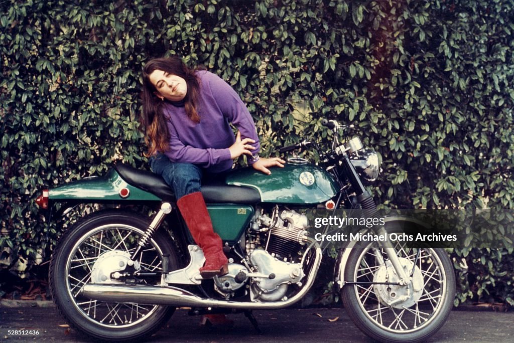 Mama Cass Elliot Portrait On A Motorcycle