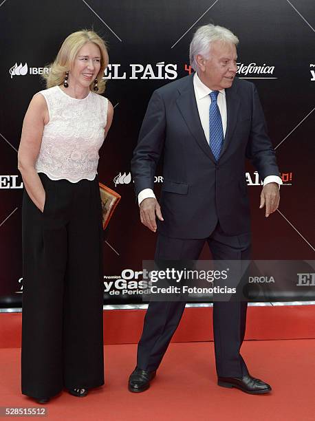 Mar Garcia Vaquero and Felipe Gonzalez attend the El Pais 40th anniversary dinner and 'Ortega y Gasset' awards ceremony at the Palacio de Cibeles on...