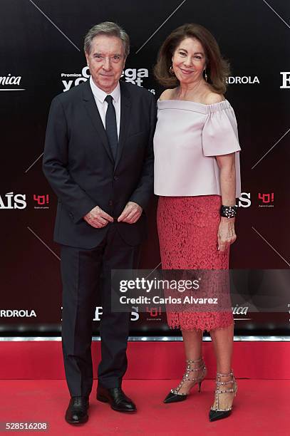 Inaki Gabilondo and wife Lola Carretero attend "Ortega Y Gasset" journalism awards 2016 at Palacio de Cibeles on May 05, 2016 in Madrid, Spain.