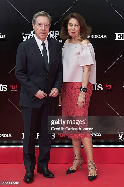 Inaki Gabilondo and wife Lola Carretero attend "Ortega Y Gasset" journalism awards 2016 at Palacio de Cibeles on May 05, 2016 in Madrid, Spain.