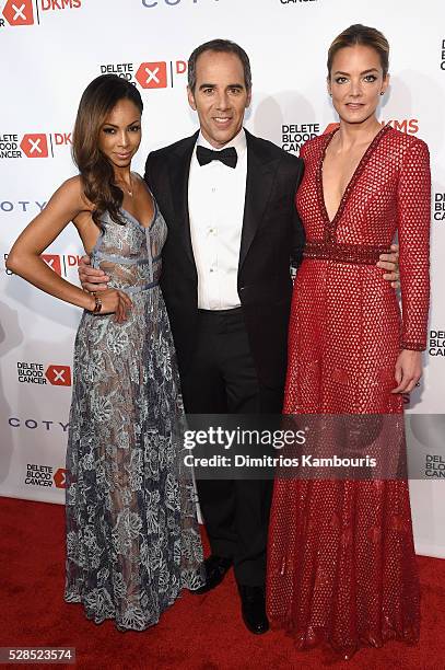 Angelina Lipman, Monte Lipman, and Co-Founder at DKMS Katharina Harf attend the 10th Annual Delete Blood Cancer DKMS Gala at Cipriani Wall Street on...