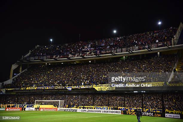 General view inside Alberto J Armando Stadium prior to a second leg match between Boca Juniors and Cerro Porteno as part of round of sixteen of Copa...