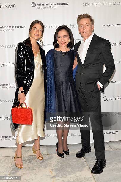 Blogger Leandra Medine, FIT President, Dr. Joyce F. Brown, and designer Calvin Klein attend the 2016 Future of Fashion Runway Show at The Fashion...