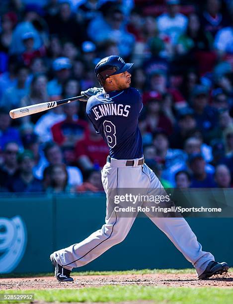 Desmond Jennings of the Tampa Bay Rays bats during the game against the Boston Red Sox at Fenway Park on April 21, 2016 in Boston, Massachusetts.
