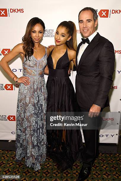 Angelina Lipman, Ariana Grande and President, Republic Records Monte Lipman attend the 10th Annual Delete Blood Cancer DKMS Gala at Cipriani Wall...