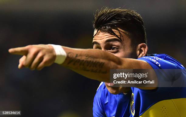 Cristiano David Pavon of Boca Juniors celebrates after scoring the second goal of his team during a second leg match between Boca Juniors and Cerro...