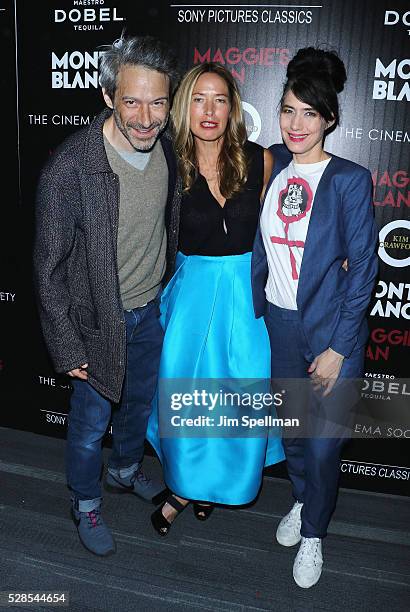 Musician Adam Horovitz, producer Rachael Horovitz and musician Kathleen Hanna attend the screening of Sony Pictures Classics' "Maggie's Plan" hosted...