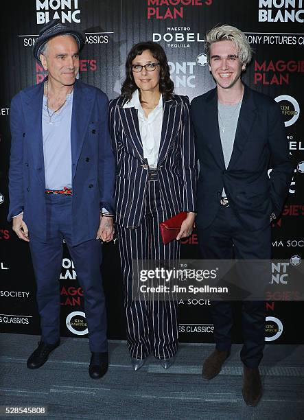 Actor Daniel Day-Lewis, director Rebecca Miller and Gabriel-Kane Day-Lewis attend the screening of Sony Pictures Classics' "Maggie's Plan" hosted by...