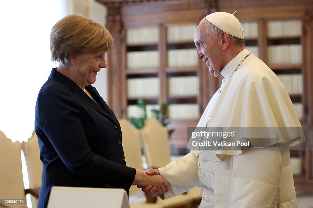 Pope Francis Meets German Chancellor Angela Merkel
