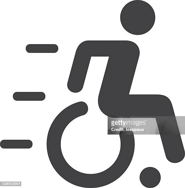 stockillustraties, clipart, cartoons en iconen met speedy wheelchair sign - rolstoel