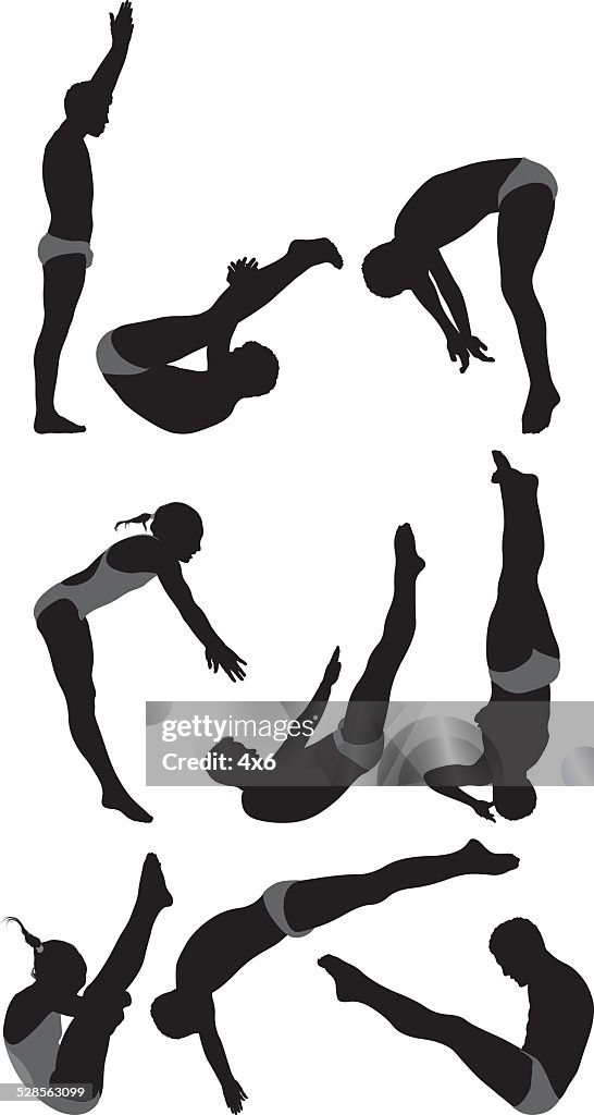 Divers in various actions