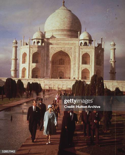 Queen Elizabeth II and Prince Philip, Duke of Edinburgh visiting the seventeenth century Taj Mahal during their six week royal visit to India, 29th...