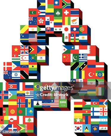 Letter A with national flags pattern Letter A with national flags pattern