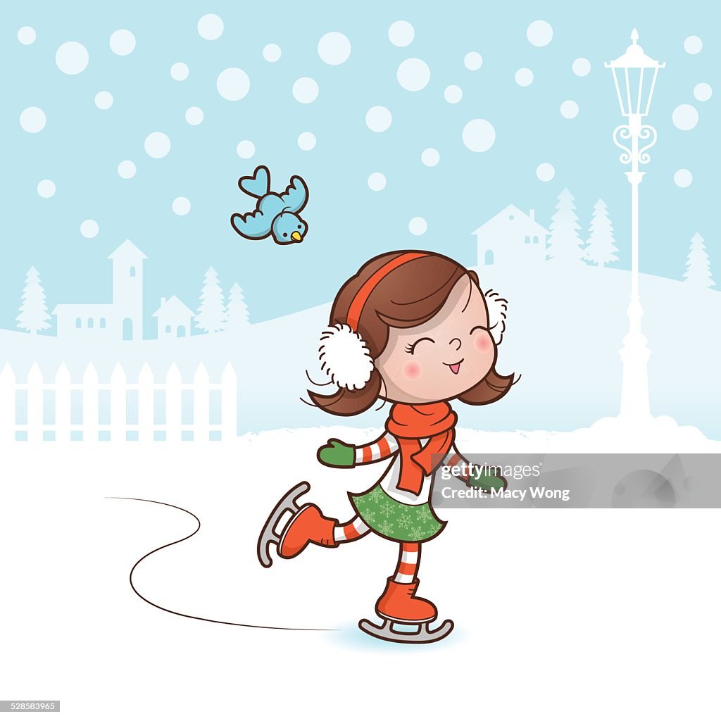 Christmas skating girl