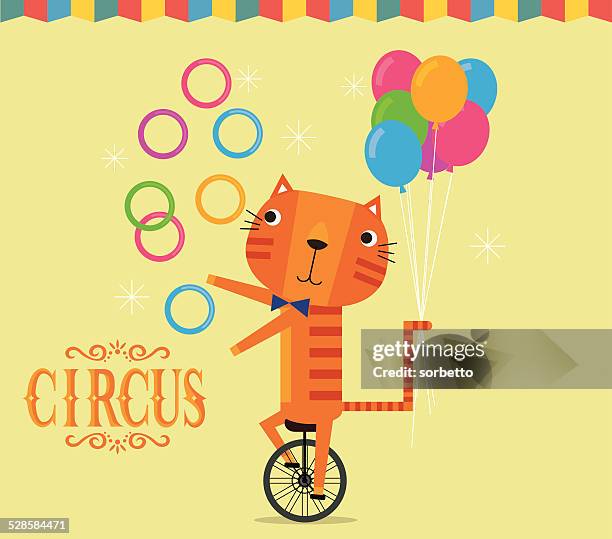 circus tiger juggling - fair background stock illustrations